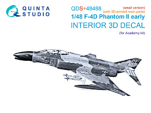 F-4D early Phantom II 3D-Printed & coloured Interior on decal paper (Academy) (Small version) (with 3D-printed resin parts)