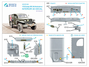 Dodge WC-54 Ambulance 3D-Printed & coloured Interior on decal paper (Zvezda)