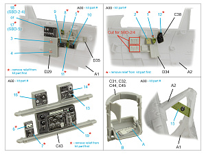 SBD Dauntless Family Rear Cockpit 3D-Printed & coloured Interior on decal paper (Trumpeter)