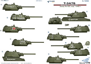 Decal 1/72 T-34/76 Zavod 183 Model 1942 (Colibri Decals)