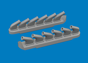 Additions (3D resin printing) 1/72 North-American P-51D Mustang exhaust stacks with fairing (3D-Printed) 1/72 (designed to be used with Arma Hobby kits)