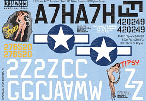 Decal 1/32 Republic P-47D Thunderbolt 'Razorback' 'Fran' (Kits-World)