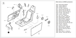 Additions (3D resin printing) 1/48 Messerschmitt Bf-109E cockpit (designed to be used with Tamiya kits)