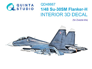 Su-30SM 3D-Printed & coloured Interior on decal paper (Zvezda)