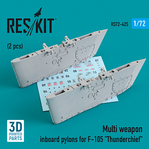 Additions (3D resin printing) 1/72 Multi weapon inboard pylons for Republic F-105 Thunderchief (2 pcs)  (ResKit)