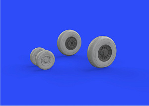 Additions (3D resin printing) 1/48 Grumman F-14A Tomcat late wheels with weighted tyre effect (designed to be used with Tamiya kits) 