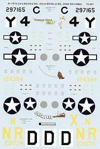 Decal 1/72 Boeing B-17F/B-17G Flying Fortress (3) (Microscale)