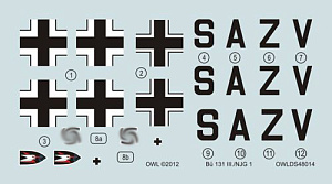 Decal 1/48 Bucker Bu.131 III./NJG 1 (Owl Decals)