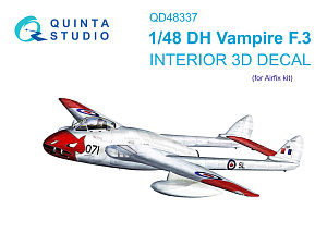 DH Vampire F.3 3D-Printed & coloured Interior on decal paper (Airfix)