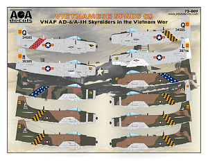 Decal 1/72 VIETNAMESE SPADS (2) VNAF Douglas AD-6/A-1H Skyraiders in the Vietnam War (AOA Decals)