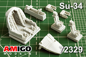Additions (3D resin printing) 1/72 Su-34 aircraft cockpit with K-36DM (series 2) ejection seat (Amigo Models) 