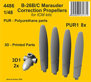 Additions (3D resin printing) 1/48  Martin B-26B Marauder Correction Propellers (ICM)