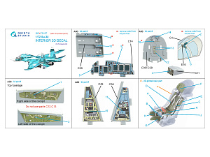 Su-34 3D-Printed & coloured Interior on decal paper (Trumpeter) (with 3D-printed resin part)