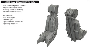Additions (3D resin printing) 1/48 Sepecat Jaguar GR.1 seat (3d-printed) 1/48 (designed to be used with Airfix kits)