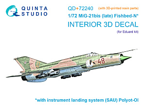 MiG-21bis late 3D-Printed & coloured Interior on decal paper (Eduard) (with 3D-printed resin parts)