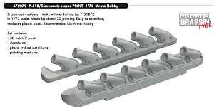 Additions (3D resin printing) 1/72 North-American P-51B/C Mustang exhausts stacks 3D-Printed (designed be used with Arma Hobby kits) 