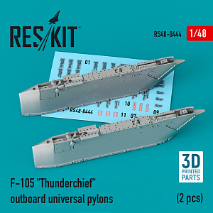 Additions (3D resin printing) 1/48 Republic F-105D/F-105G Thunderchief outboard AGM-12 & AGM-45 pylons (2 pcs) (ResKit)