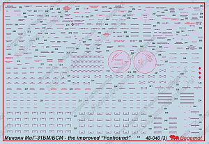 Decal 1/48 Mikoyan MiG-31BM/BSM Foxhound This decal specially designed for the Avant Garde Model kit (Begemot)