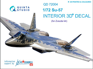 SU-57  3D-Printed & coloured Interior on decal paper (for Zvezda kit) (2 version blue&grey panel colour)(reissued QD72004b + QD72004g)