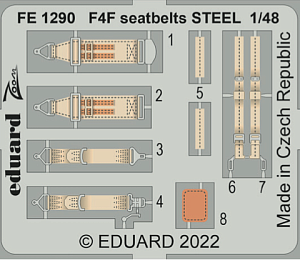 Photo Etching Kit 1/48 Grumman F4F-3 Wildcat seatbelts STEEL (designed to be used with Eduard kits)