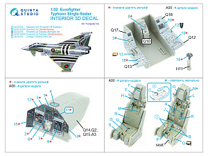 Eurofighter Typhoon Single-seater (Powered-up Displays) 3D-Printed & coloured Interior on decal paper (Trumpeter)