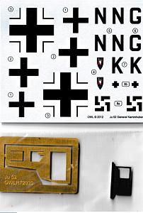 Additions (3D resin printing) 1/72 Ju 52/3m General Kammhuber Conv.set & decal (Owl Models) 