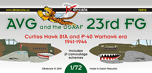 Decal 1/72 AVG/23rd FG (Curtiss Hawk 81A and P-40 Warhawk era 1941-44) (DK Decals)
