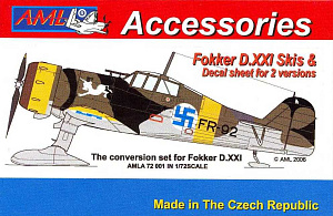 Decal 1/72 Fokker D.XXI Finnish decal with resin parts (AML)