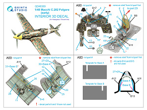 Macchi C.202 Folgore Early 3D-Printed & coloured Interior on decal paper (Hasegawa/Eduard)