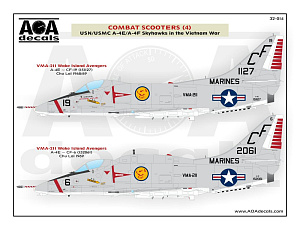 Decal 1/32 Combat Scooters (4) - USN/USMC Douglas A-4E/A-4F Skyhawks in the Vietnam War(AOA Decals)