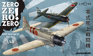 Model kit 1/48 ZERO ZERO ZERO! DUAL COMBO 1/48 Limited edition kit of Japanese WWII naval fighter plane A6M2 Zero Type 21 (Eduard kits) (damaged package) 