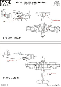 Photo Etching Kit 1/48 Radar Altimeter Antennaes USMC for F6F and F4U (Owl Decals)