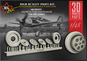 Additions (3D resin printing) 1/48 Wheels for FW-190 EARLY (under load) (RESArm)