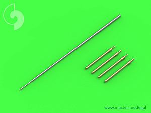 Aircraft guns (brass) 1/48 Mikoyan MiG-19PM (FarmerE)-missle rails nose parts (4pcs) & Pitot Tube