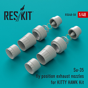 Additions (3D resin printing) 1/48 Sukhoi Su-35 flying position exhaust nozzles (ResKit)