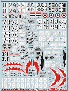 Decal 1/72  	Mikoyan MiG-29A 'Fulcrum' (Begemot)