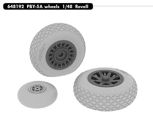 Additions (3D resin printing) 1/48 Consolidated PBY-5A Catalina wheels with weighted tyre effect (designed to be used with Revell kits)