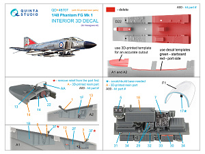 F-4K Phantom FG.1 3D-Printed & coloured Interior on decal paper (Hasegawa) (with 3D-printed resin parts)