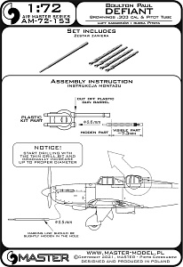 Aircraft detailing sets (brass) 1/72 Boulton-Paul Defiant - Pitot tube & Browning .303 cal barrels