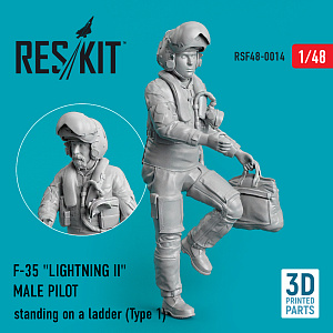 Additions (3D resin printing) 1/48 Lockheed-Martin F-35A/F-35B Lightning male pilot standing on a ladder (Type 1) (ResKit)