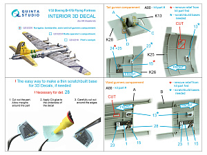 Boeing B-17G Navigator, bombardier, waist and tail gunners compartments. 3D-Printed & coloured Interior (HK models)