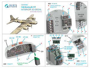 Boeing B-17F 3D-Printed & coloured Interior on decal paper (HK models, Eduard)