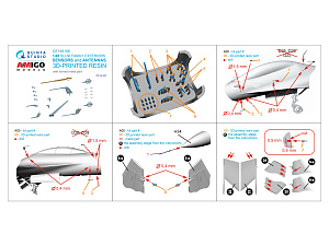 Su-30SM Exterior set: External sensors, Antennas & Pitot tube (for all kits) (3D printed resin and metal parts)