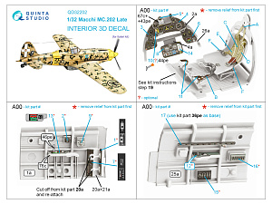 Macchi MC.202 Folgore Late 3D-Printed & coloured Interior on decal paper (Italeri)