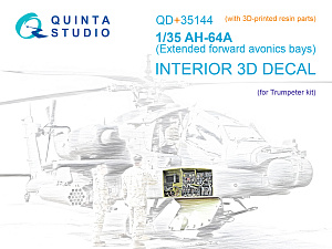 AH-64A forward avionics bays 3D-Printed & coloured Interior on decal paper (Trumpeter) (with 3D-printed resin parts)