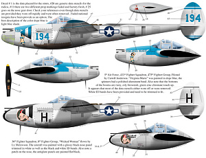 Decal 1/72 Lockheed P-38J Lightnings Wicked Women P-38 Lightnings (Bombshell)