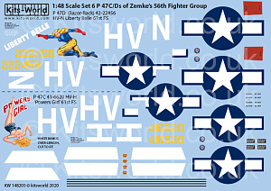 Decal 1/48 Republic P-47D Thunderbolts razorbacks (Kits-World)