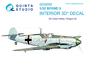 Bf 109E-3 3D-Printed & coloured Interior on decal paper (for Cyber-hobby/Dragon kit)