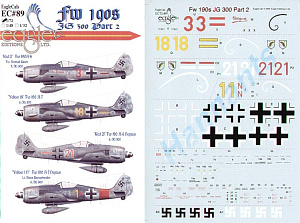 Decal 1/72 Focke-Wulf Fw-190A Jagdgeschwader JG 300 Part 2 (4) (Eagle Cal)