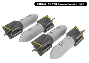 Additions  (3D resin printing) 1/48 4 x German bombs SC-250